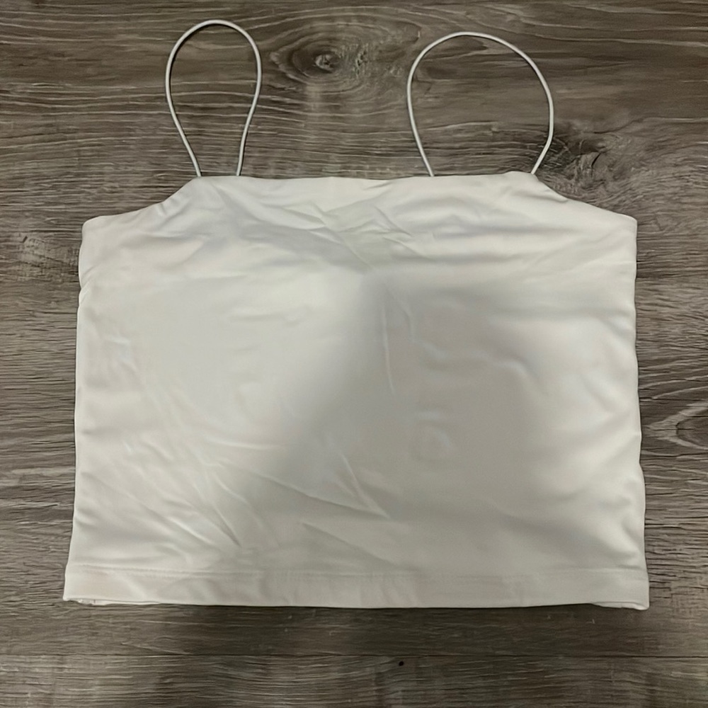 White silk cropped tank